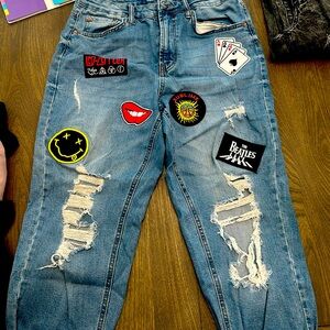 Denim jeans custom patches size 8
